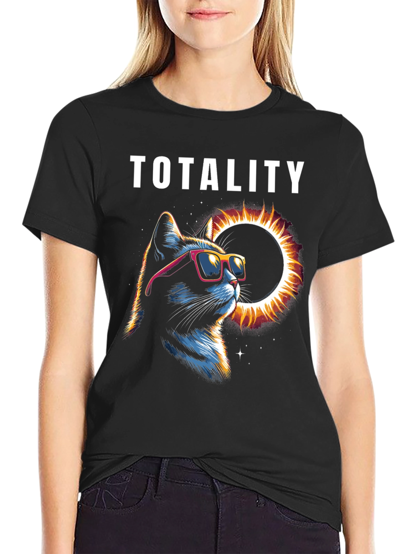 Total Eclipse Cat Graphic T-Shirt