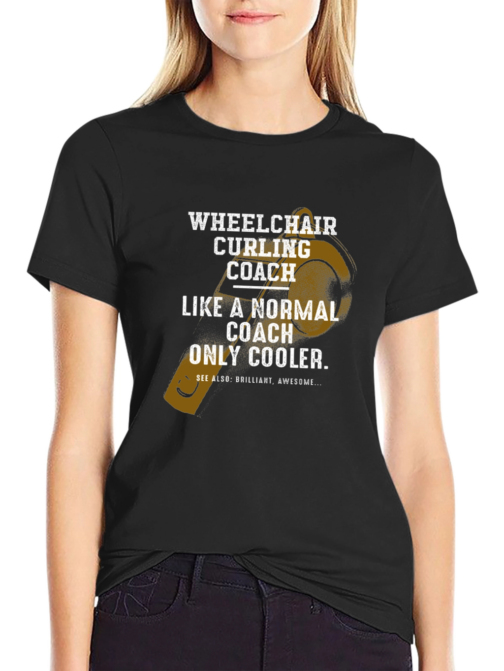 Wheelchair Curling Coach T-Shirt - Cool Coach Design