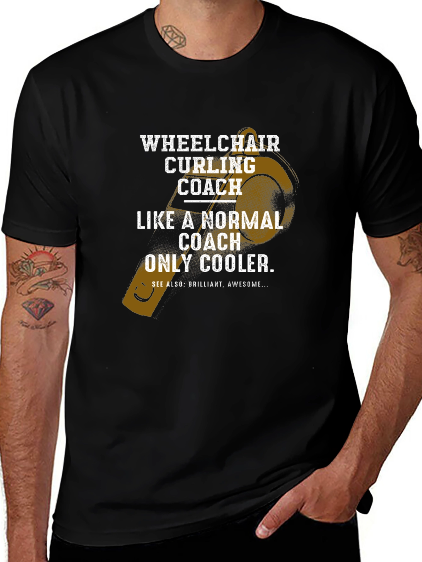 Wheelchair Curling Coach T-Shirt - Cool Coach Design