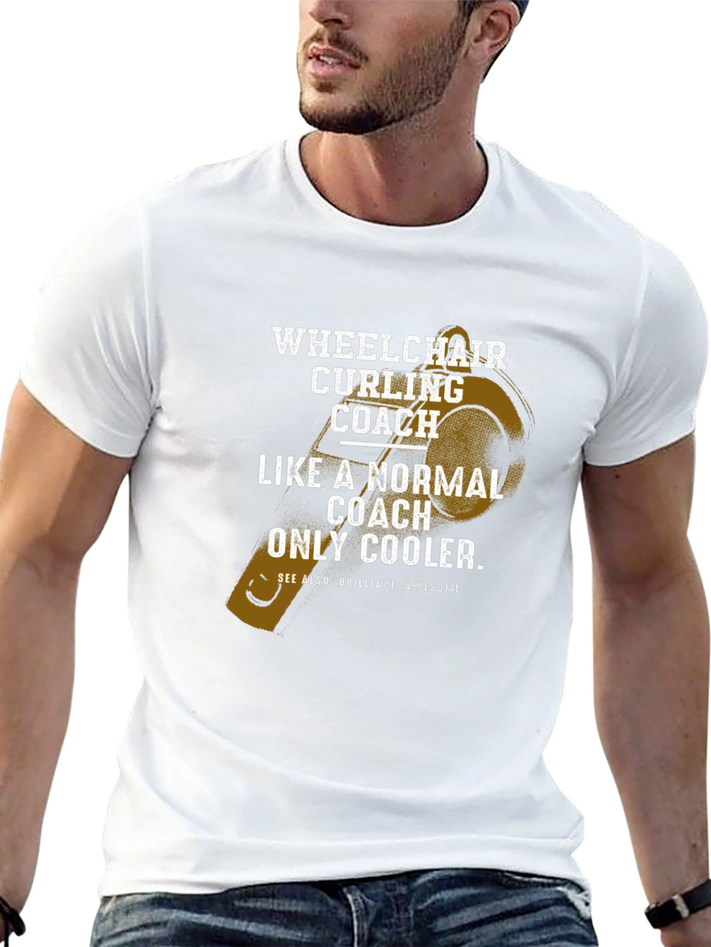 Wheelchair Curling Coach T-Shirt - Cool Coach Design