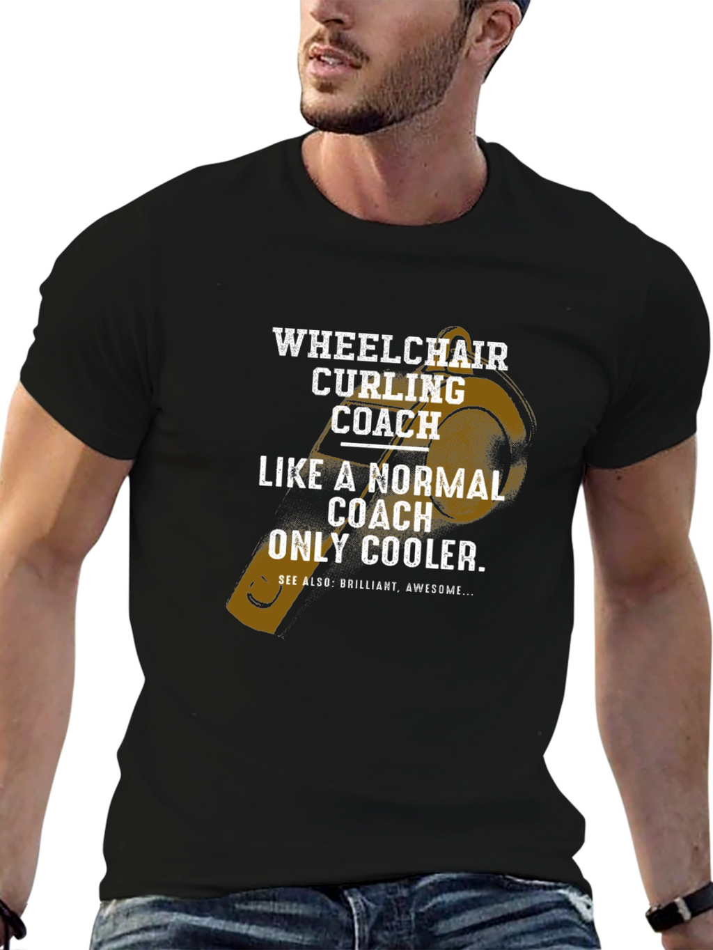 Wheelchair Curling Coach T-Shirt - Cool Coach Design