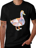 Geometric Duck Graphic Tee - Modern Art Style Shirt