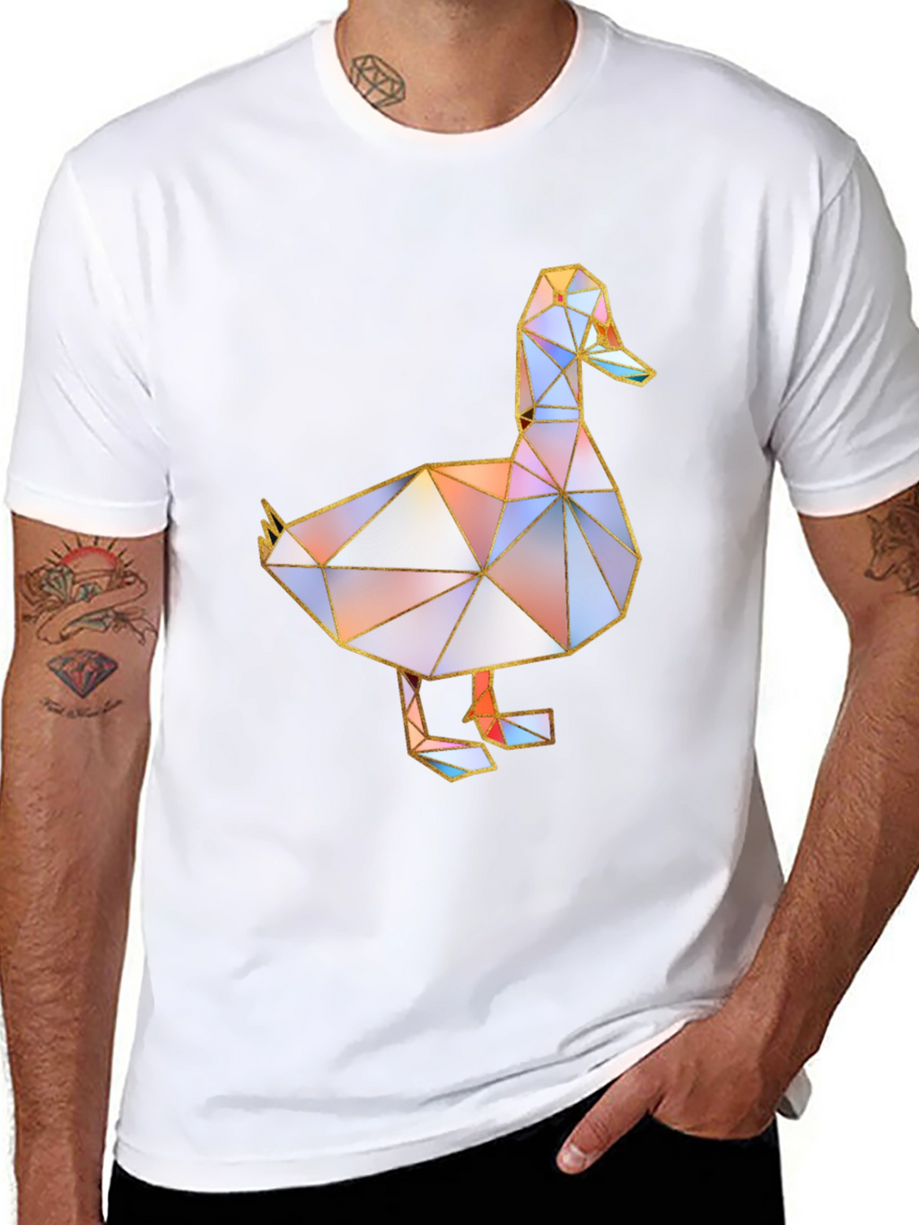 Geometric Duck Graphic Tee - Modern Art Style Shirt