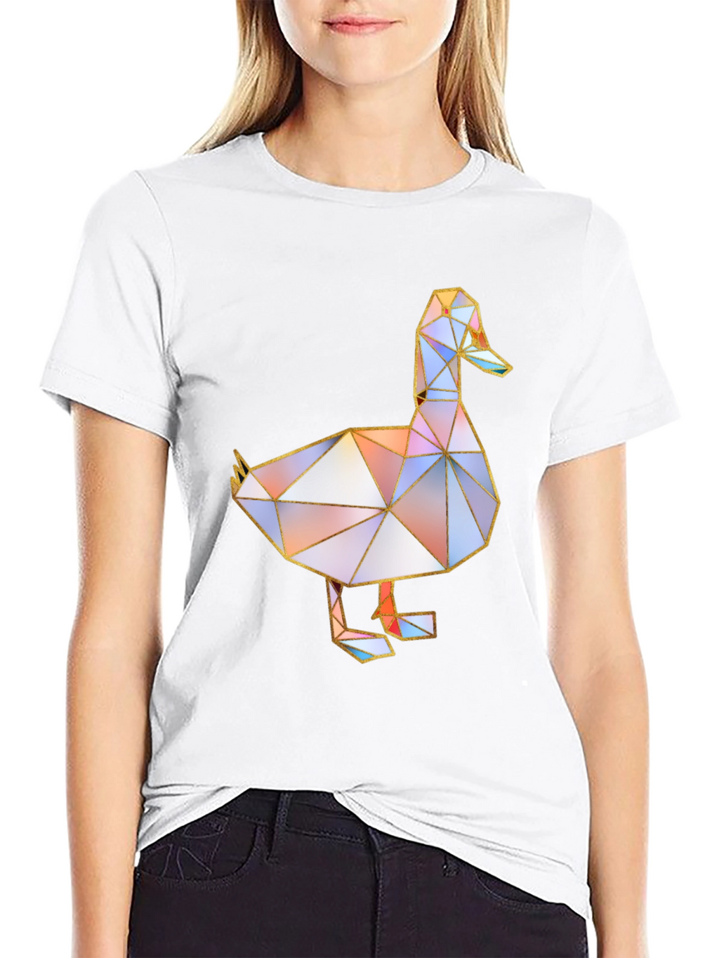 Geometric Duck Graphic Tee - Modern Art Style Shirt