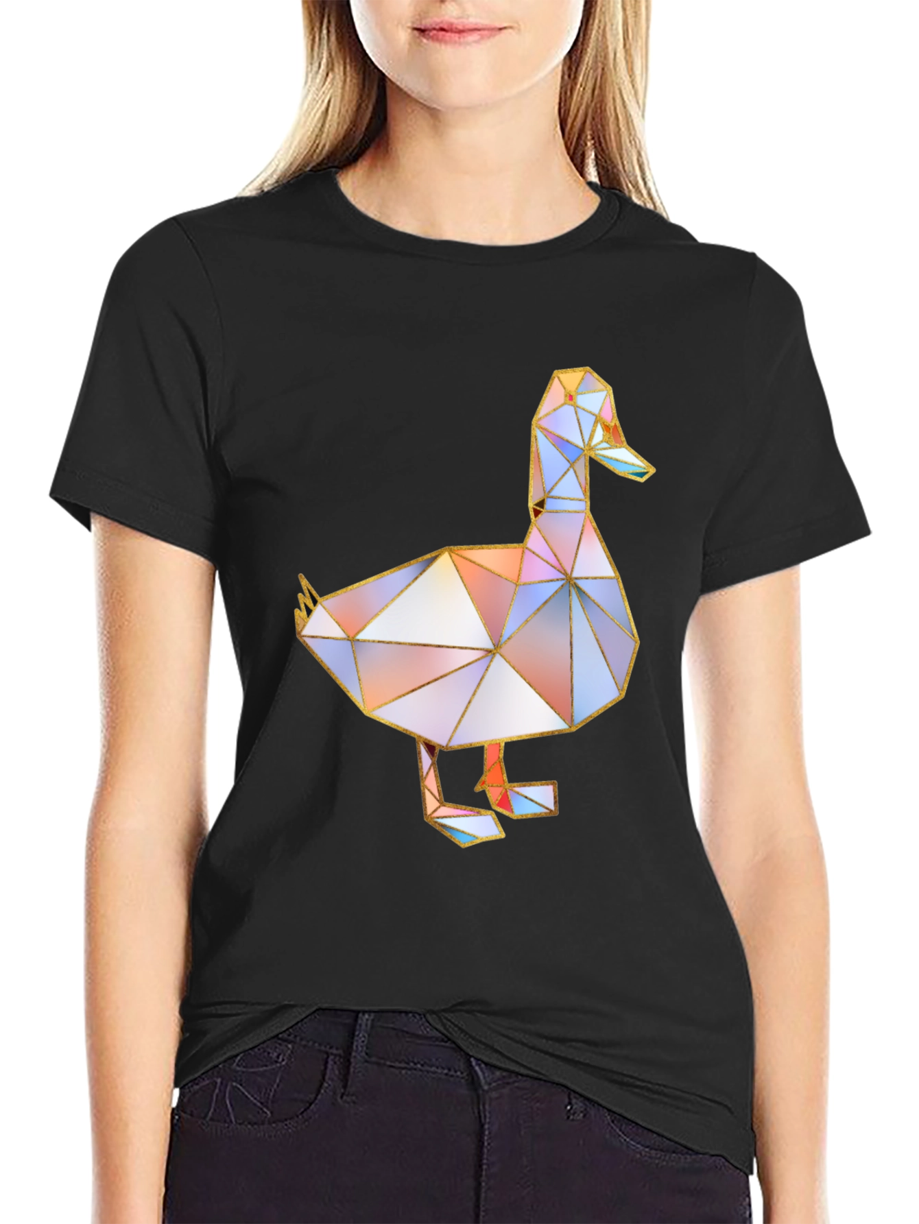 Geometric Duck Graphic Tee - Modern Art Style Shirt