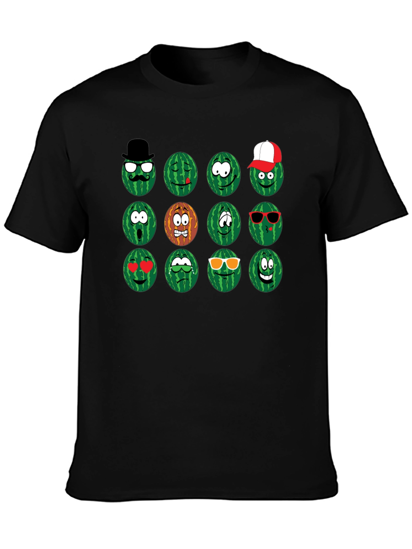 Emoji Watermelon Graphic T-Shirt - Funny Fruit Design