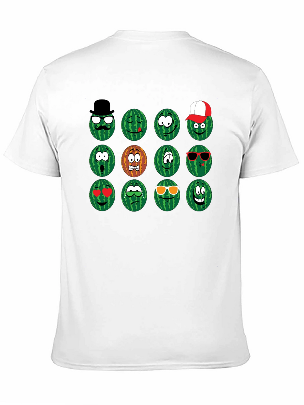 Emoji Watermelon Graphic T-Shirt - Funny Fruit Design
