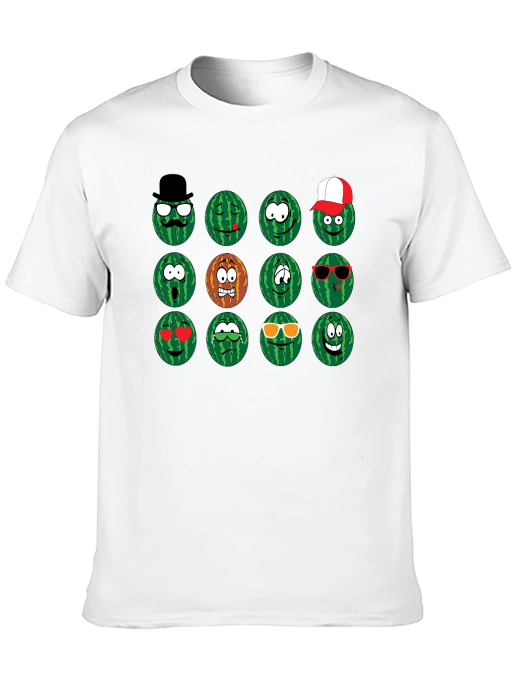 Emoji Watermelon Graphic T-Shirt - Funny Fruit Design