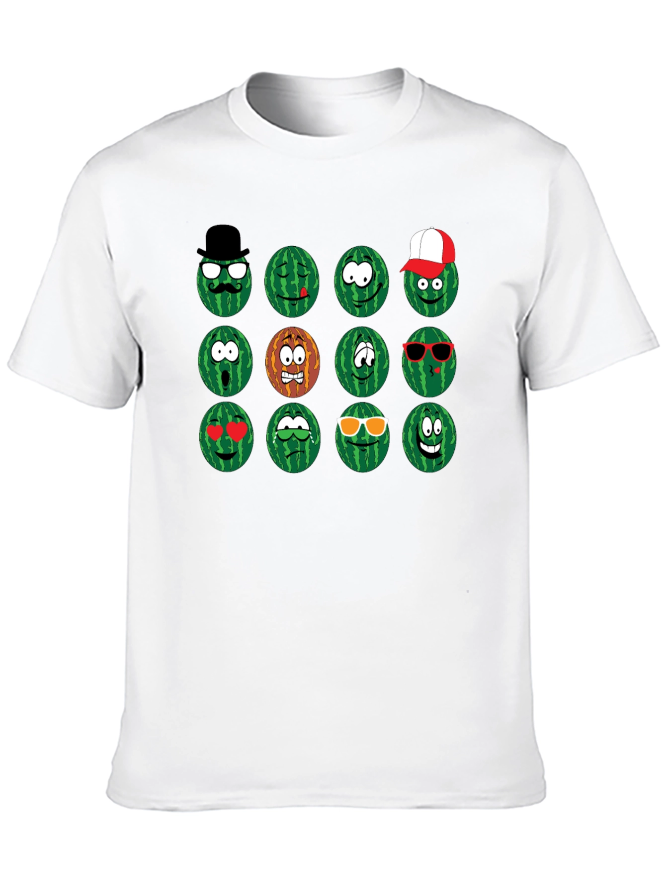 Emoji Watermelon Graphic T-Shirt - Funny Fruit Design