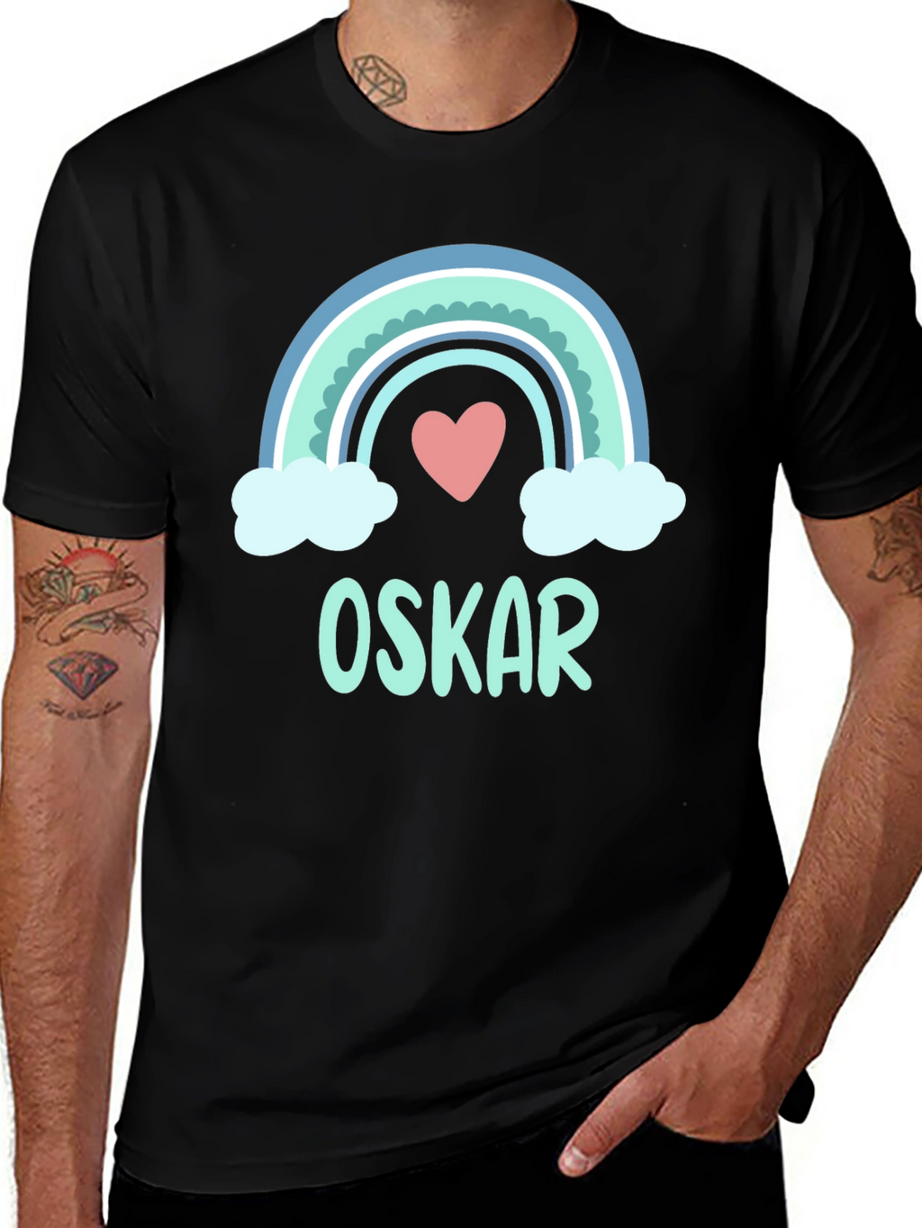 Personalized Rainbow Love Heart Kids T-Shirt
