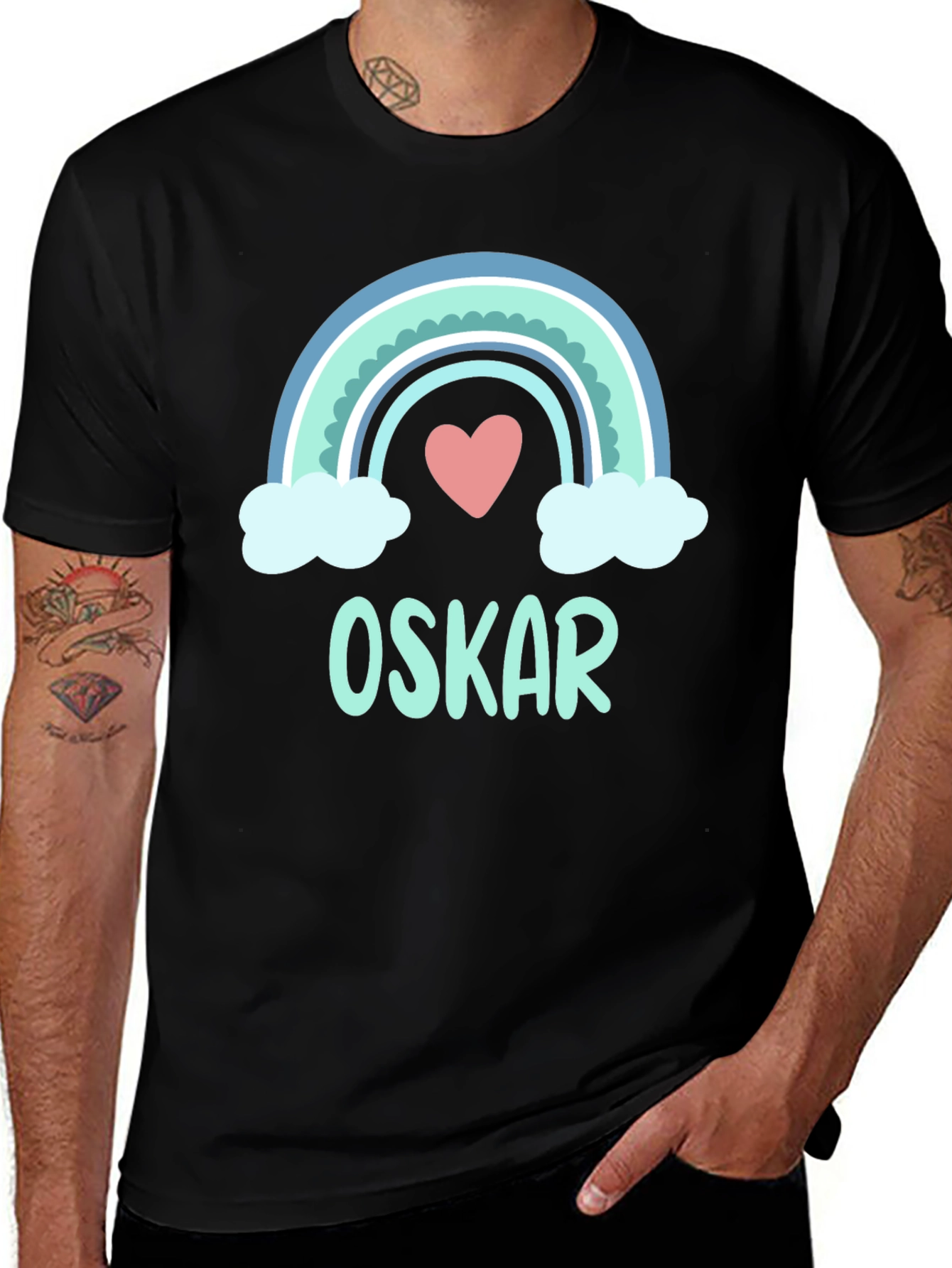Personalized Rainbow Love Heart Kids T-Shirt