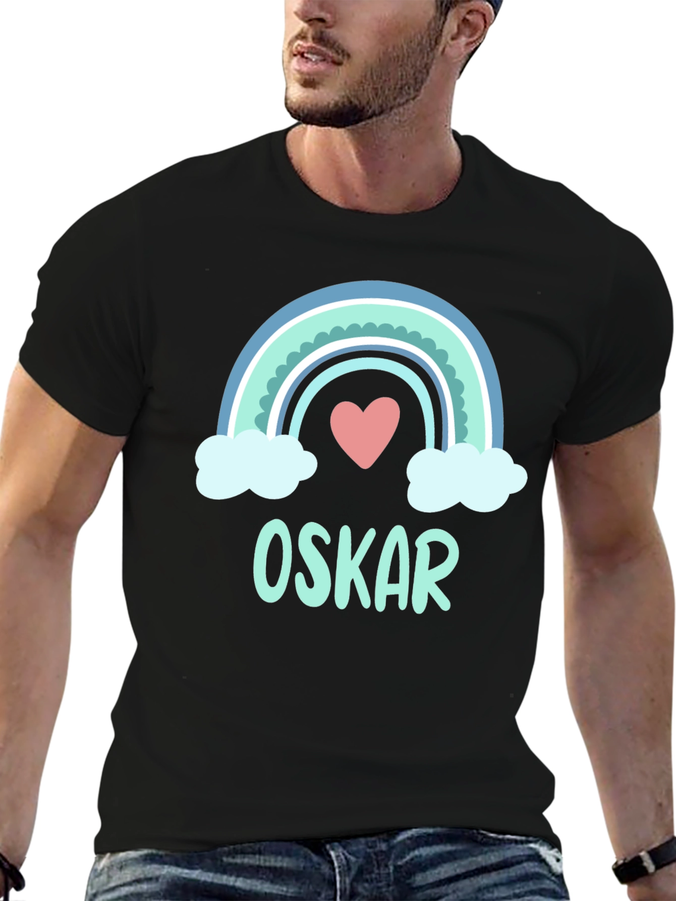 Personalized Rainbow Love Heart Kids T-Shirt