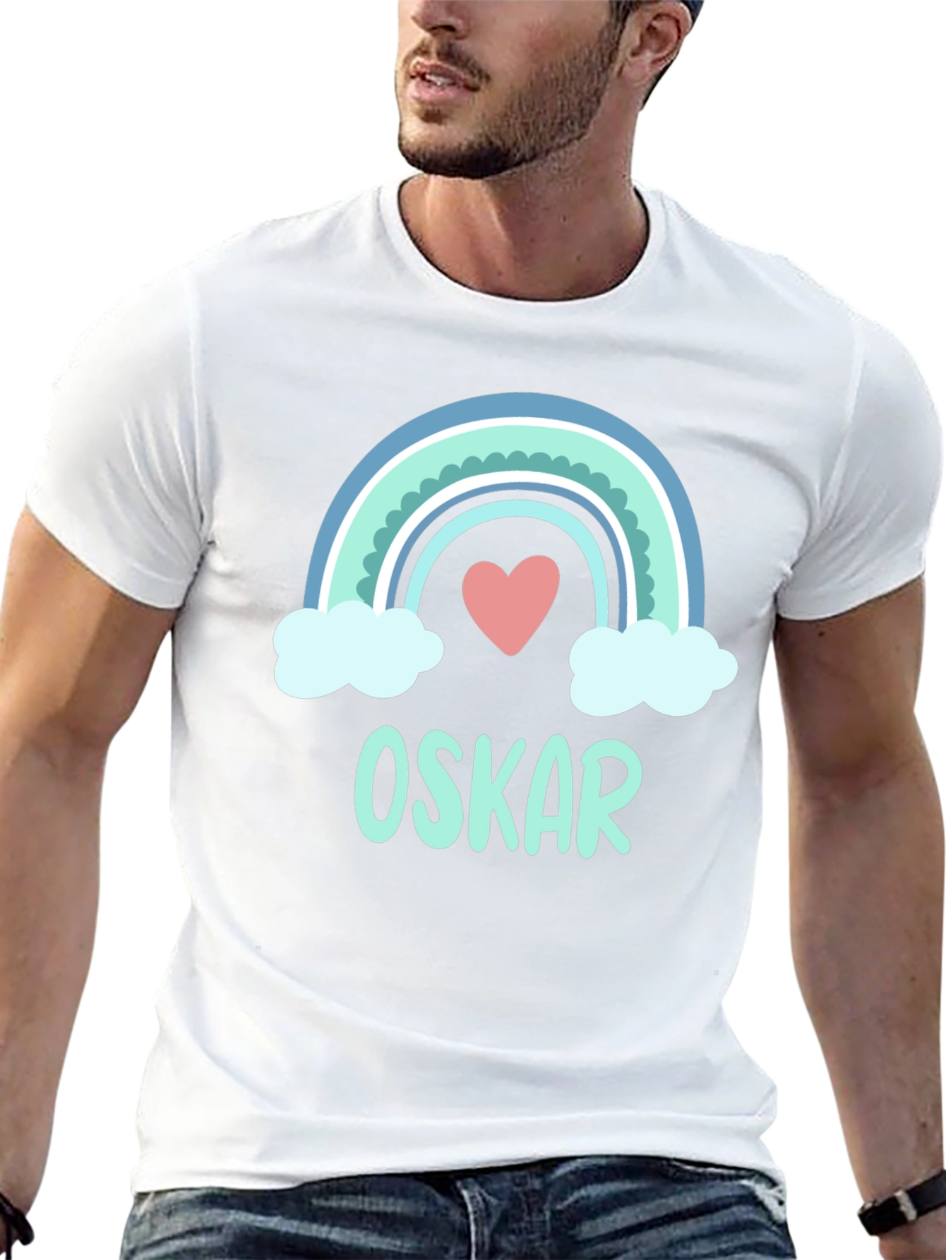 Personalized Rainbow Love Heart Kids T-Shirt