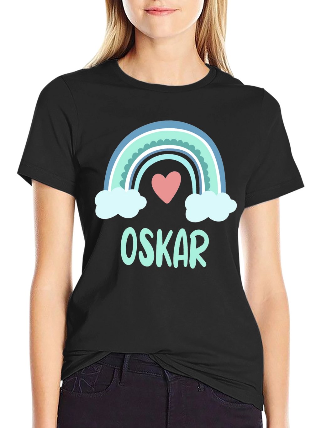 Personalized Rainbow Love Heart Kids T-Shirt