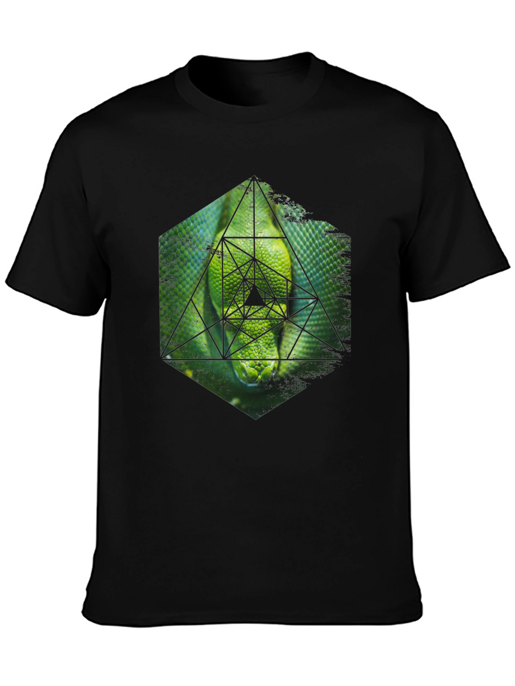 Geometric Snake Graphic Tee - Black