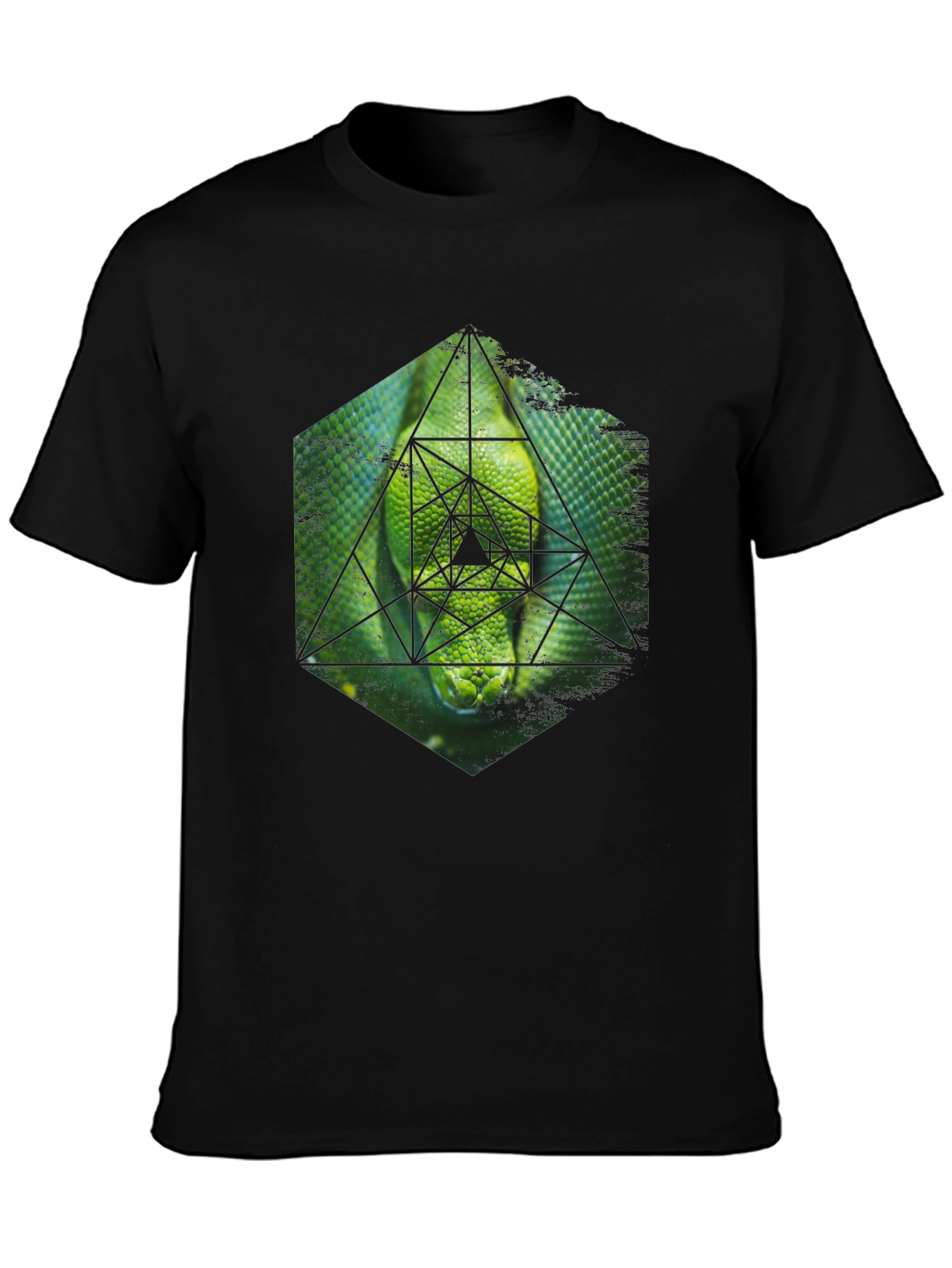 Geometric Snake Graphic Tee - Black