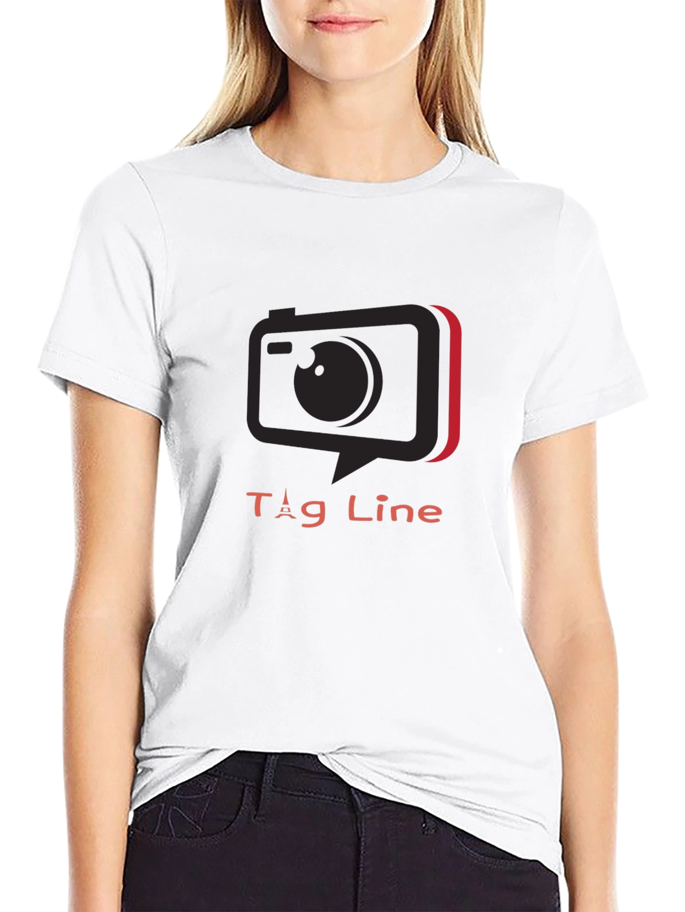 Stylish Black Tee with Camera Graphic