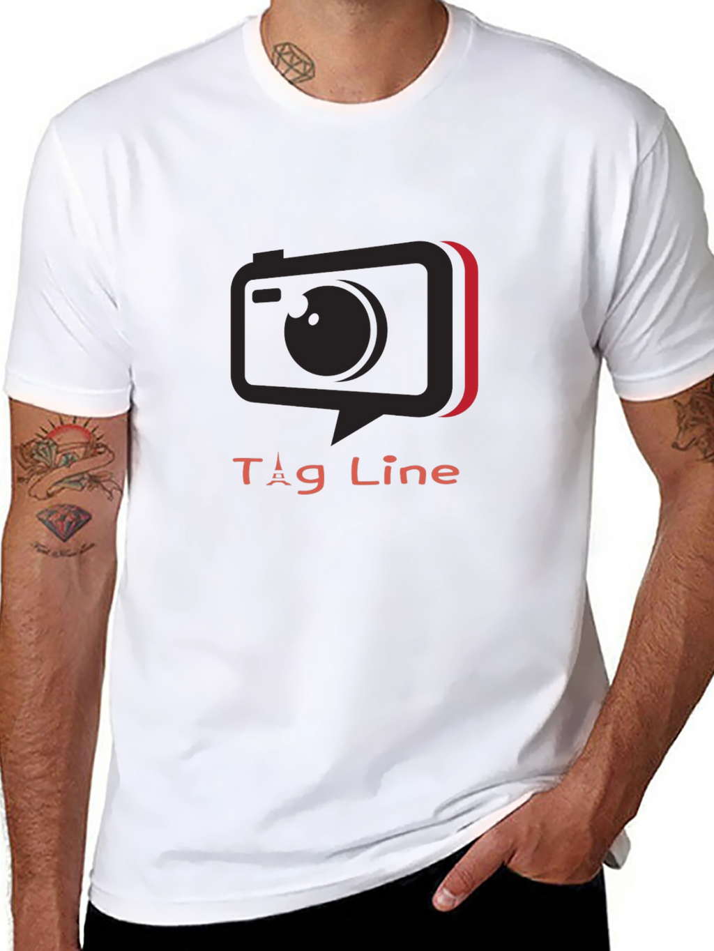Stylish Black Tee with Camera Graphic