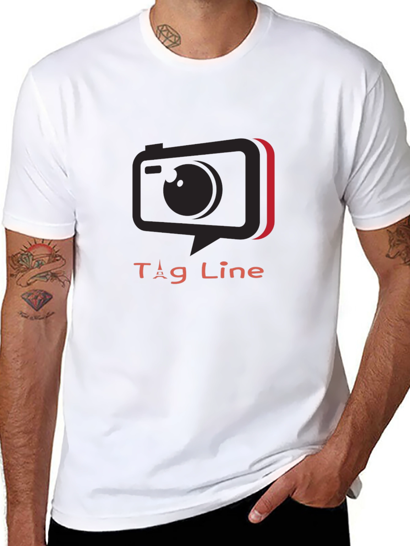 Stylish Black Tee with Camera Graphic