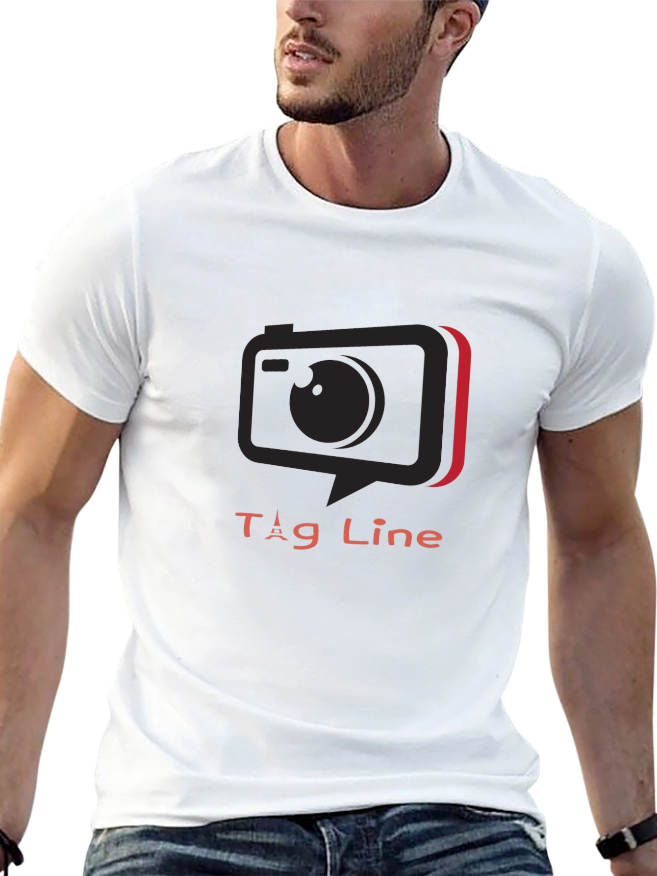 Stylish Black Tee with Camera Graphic