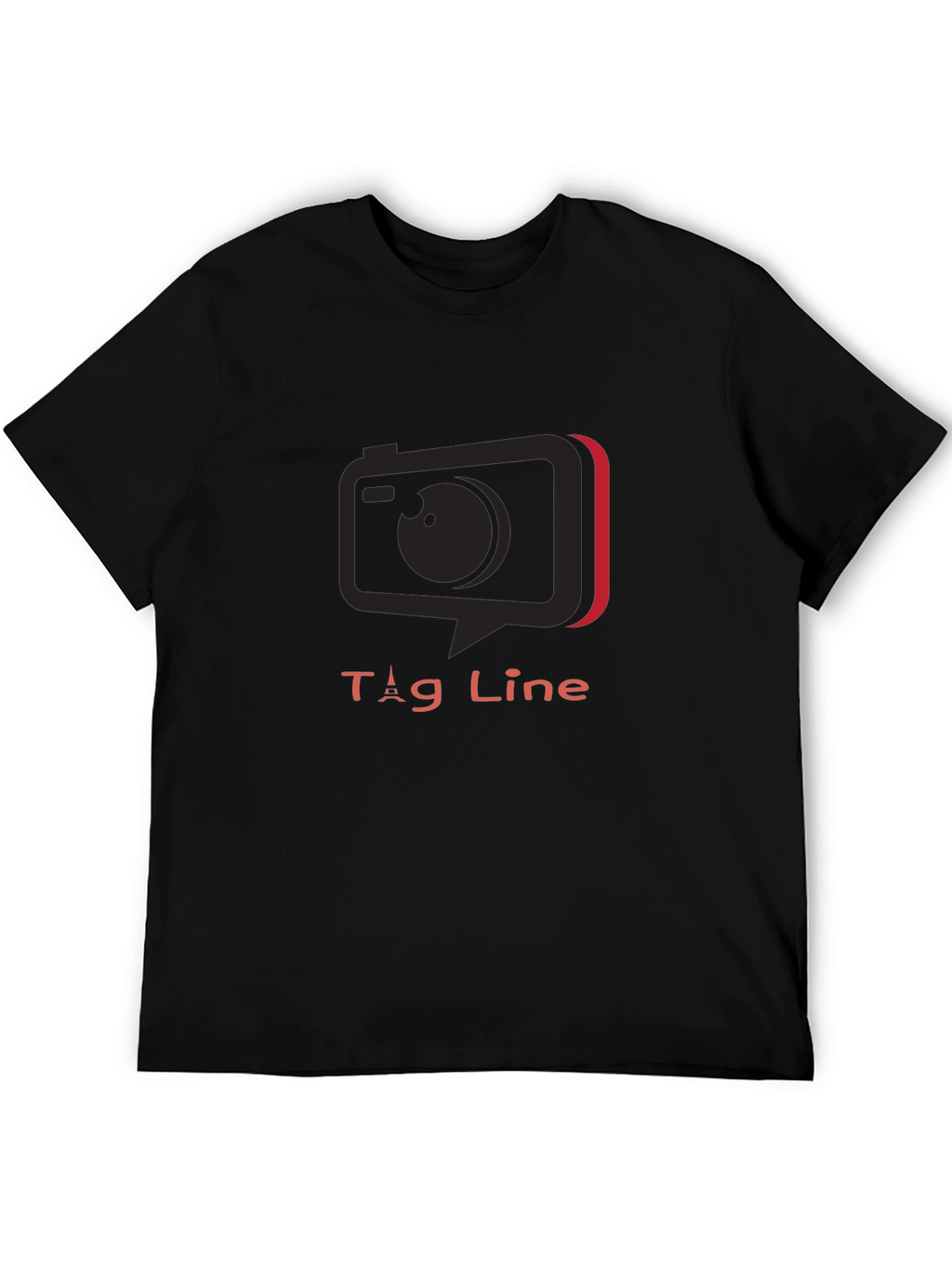 Stylish Black Tee with Camera Graphic