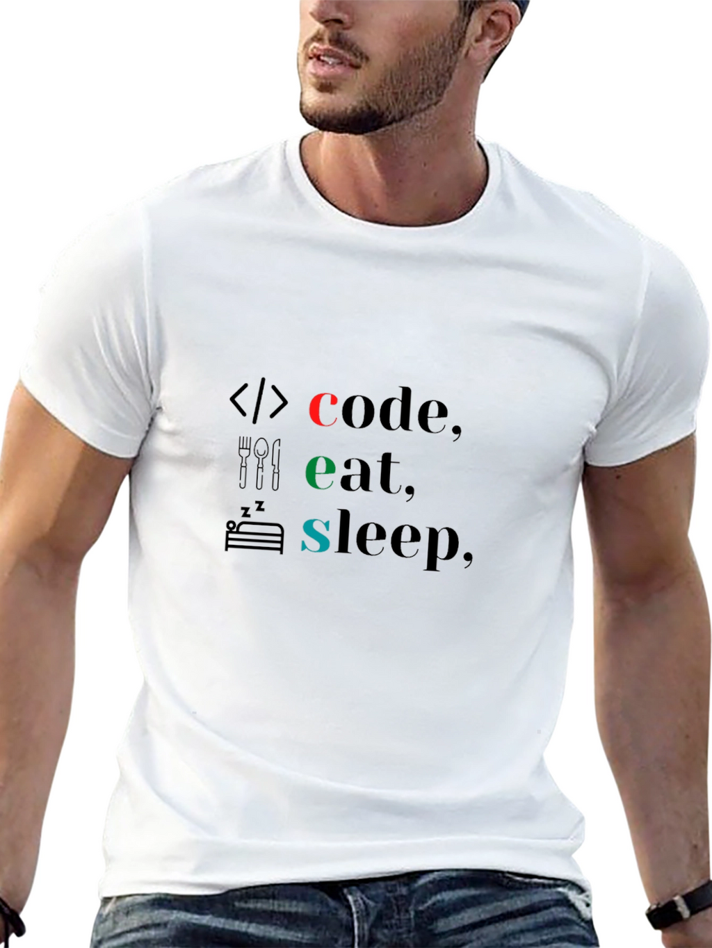 Code Eat Sleep Black T-Shirt - Programmers Life