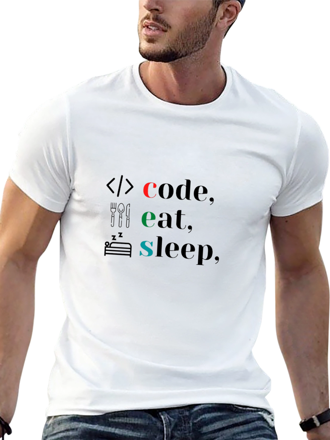 Code Eat Sleep Black T-Shirt - Programmers Life