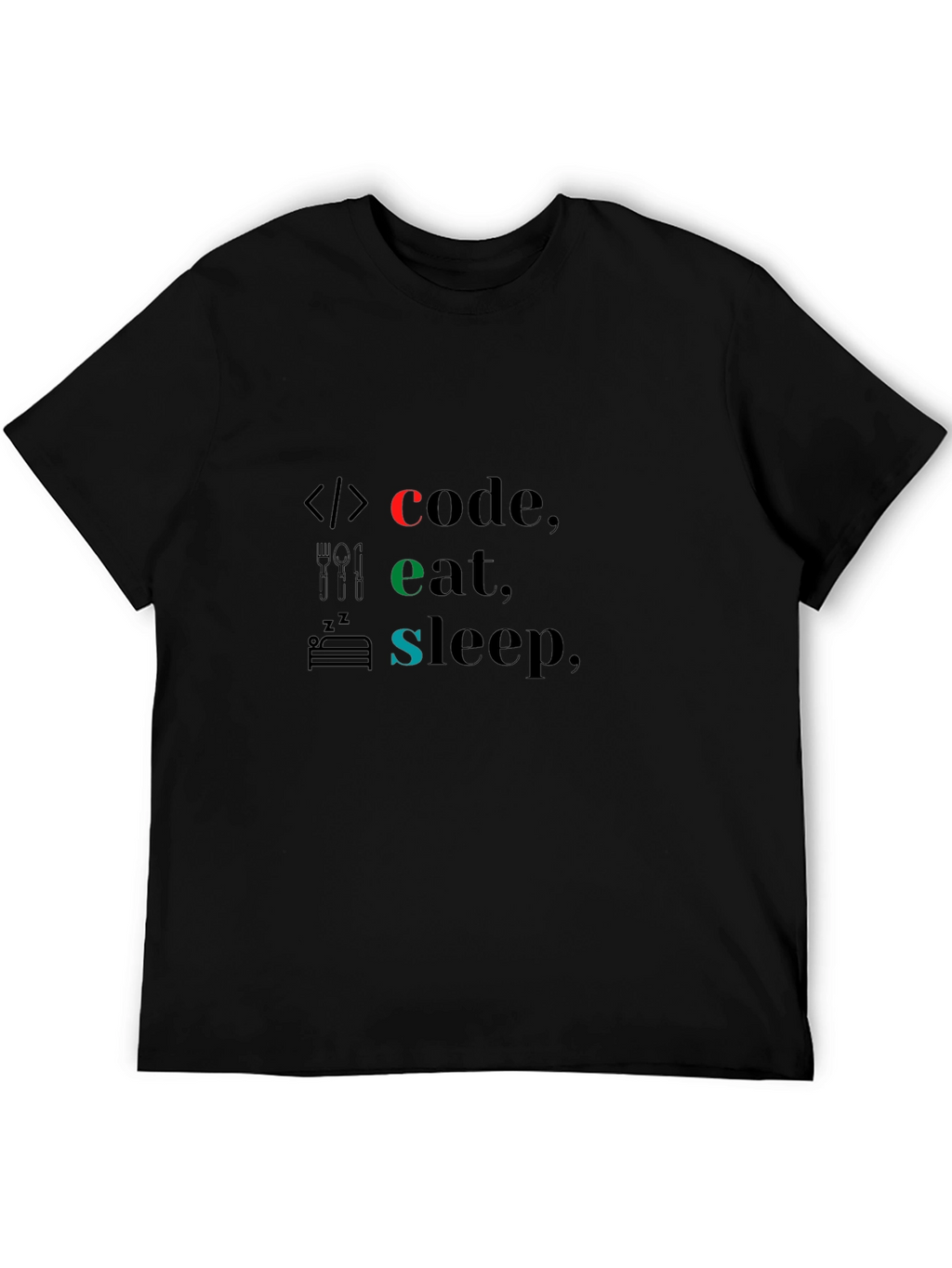 Code Eat Sleep Black T-Shirt - Programmers Life