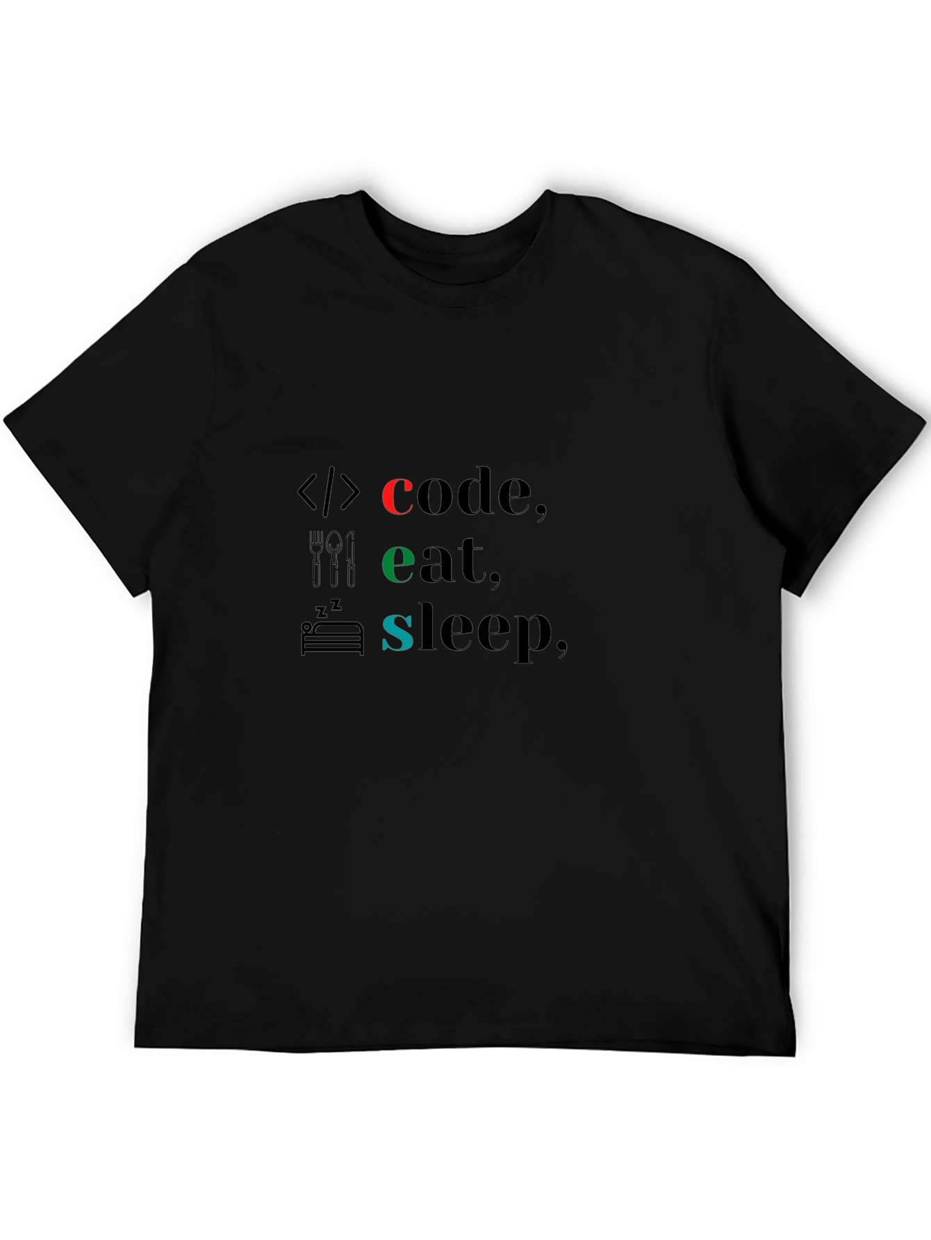 Code Eat Sleep Black T-Shirt - Programmers Life