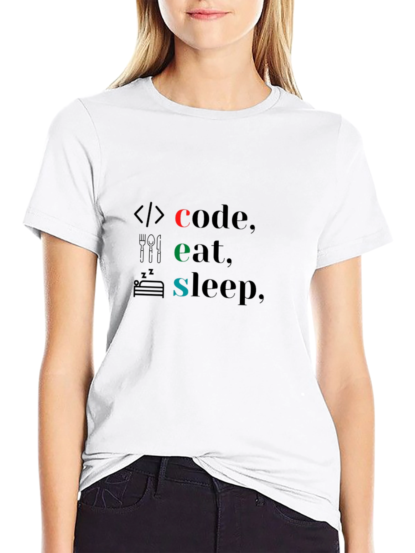 Code Eat Sleep Black T-Shirt - Programmers Life