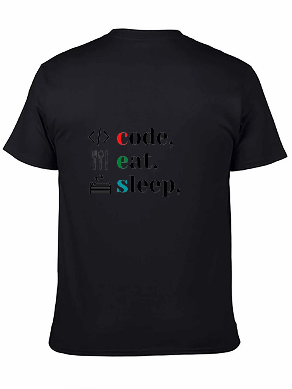 Code Eat Sleep Black T-Shirt - Programmers Life