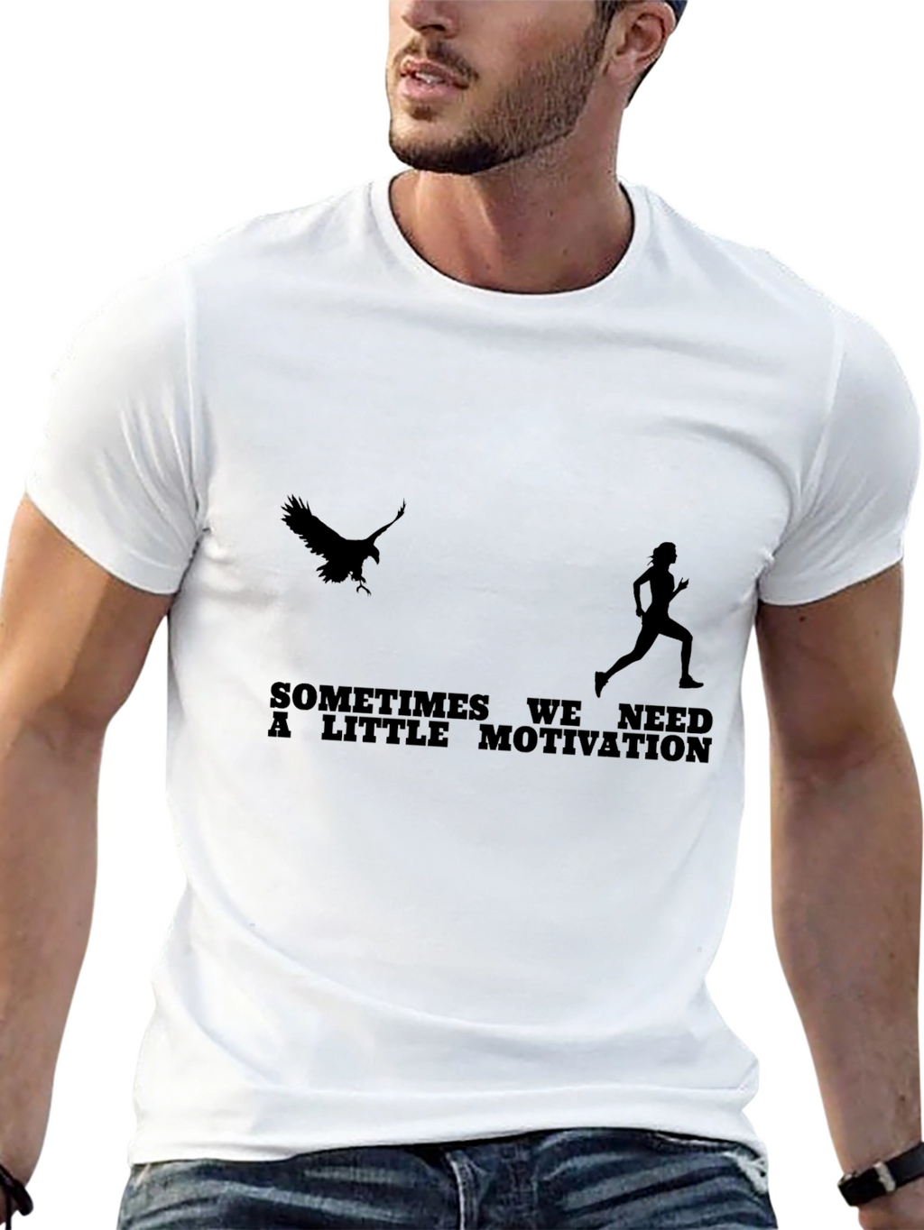 Motivational Run T-Shirt - Eagle Chasing Runner