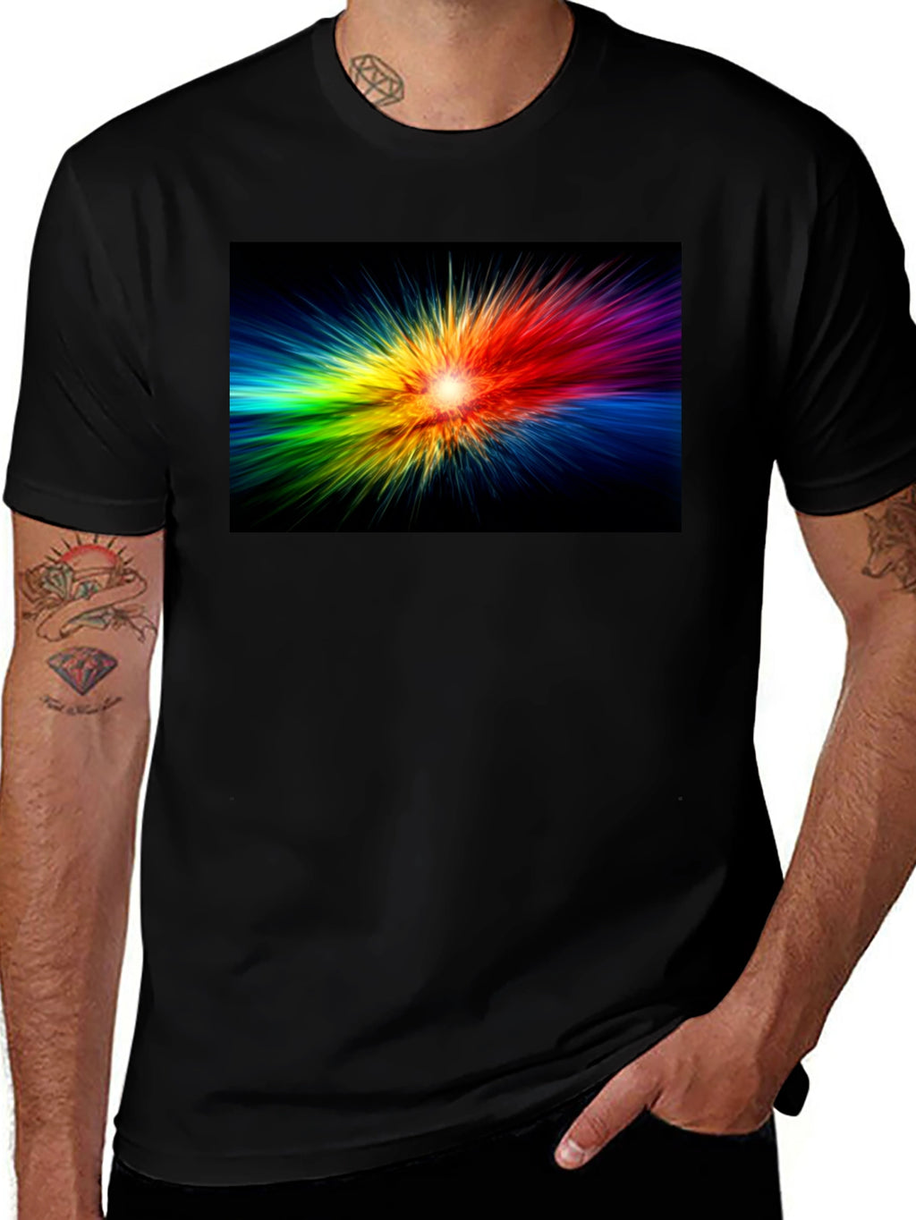 Rainbow Burst Black T-Shirt