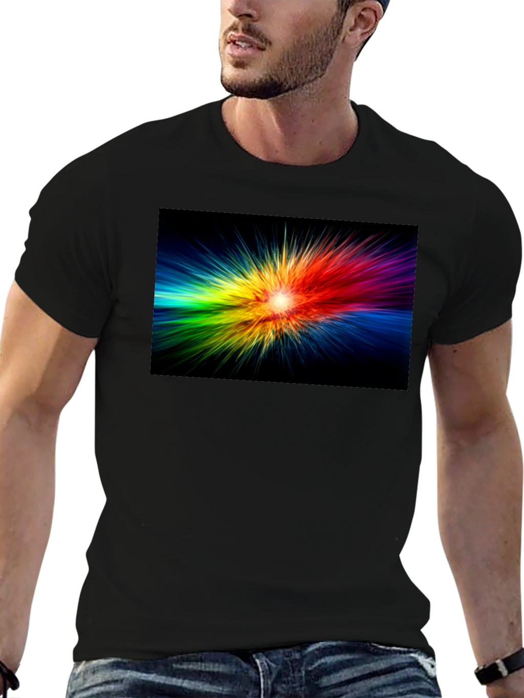Rainbow Burst Black T-Shirt