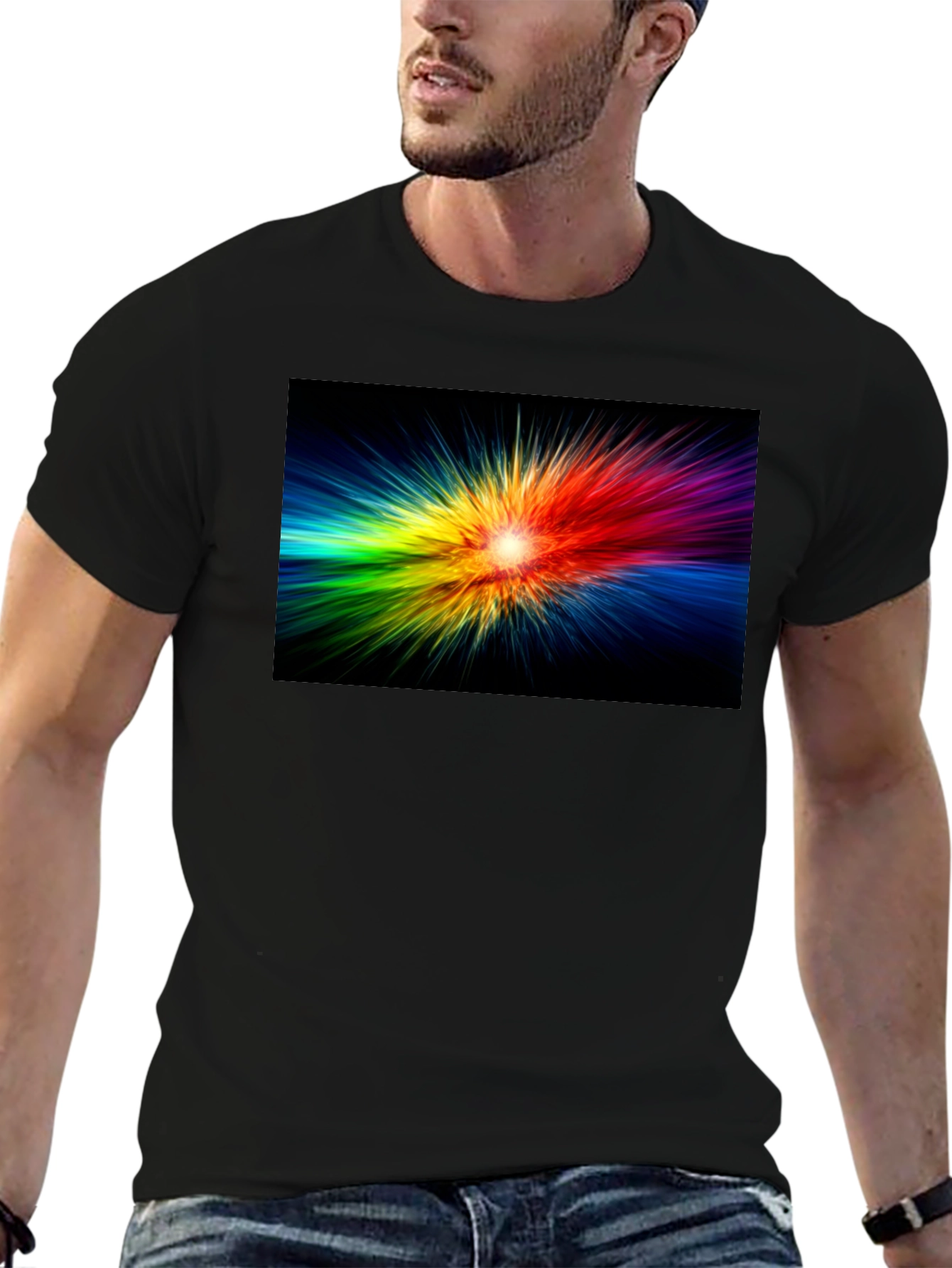 Rainbow Burst Black T-Shirt