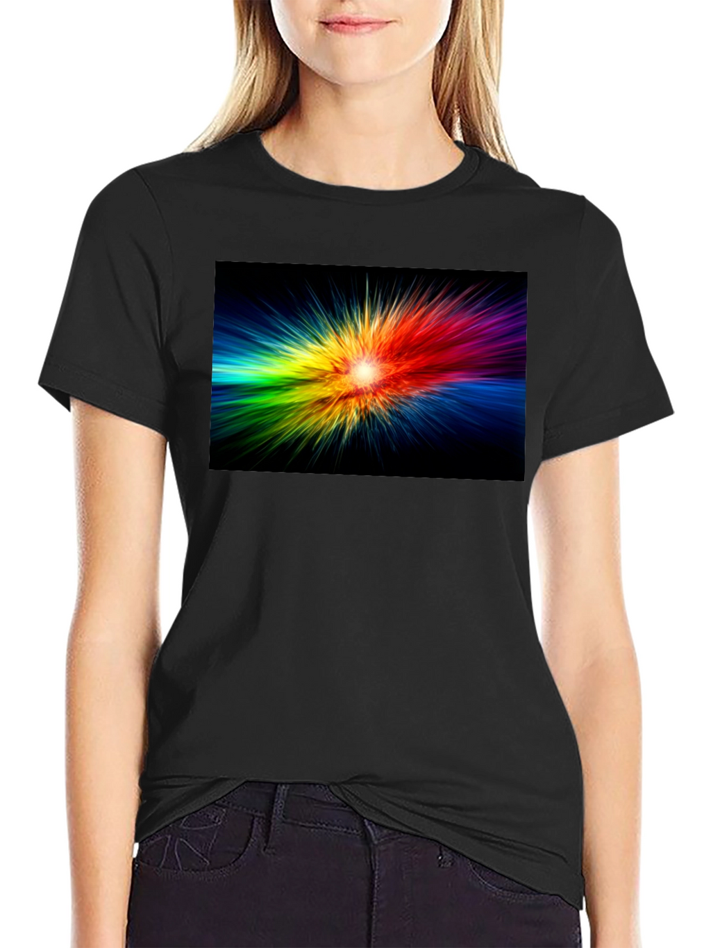 Rainbow Burst Black T-Shirt