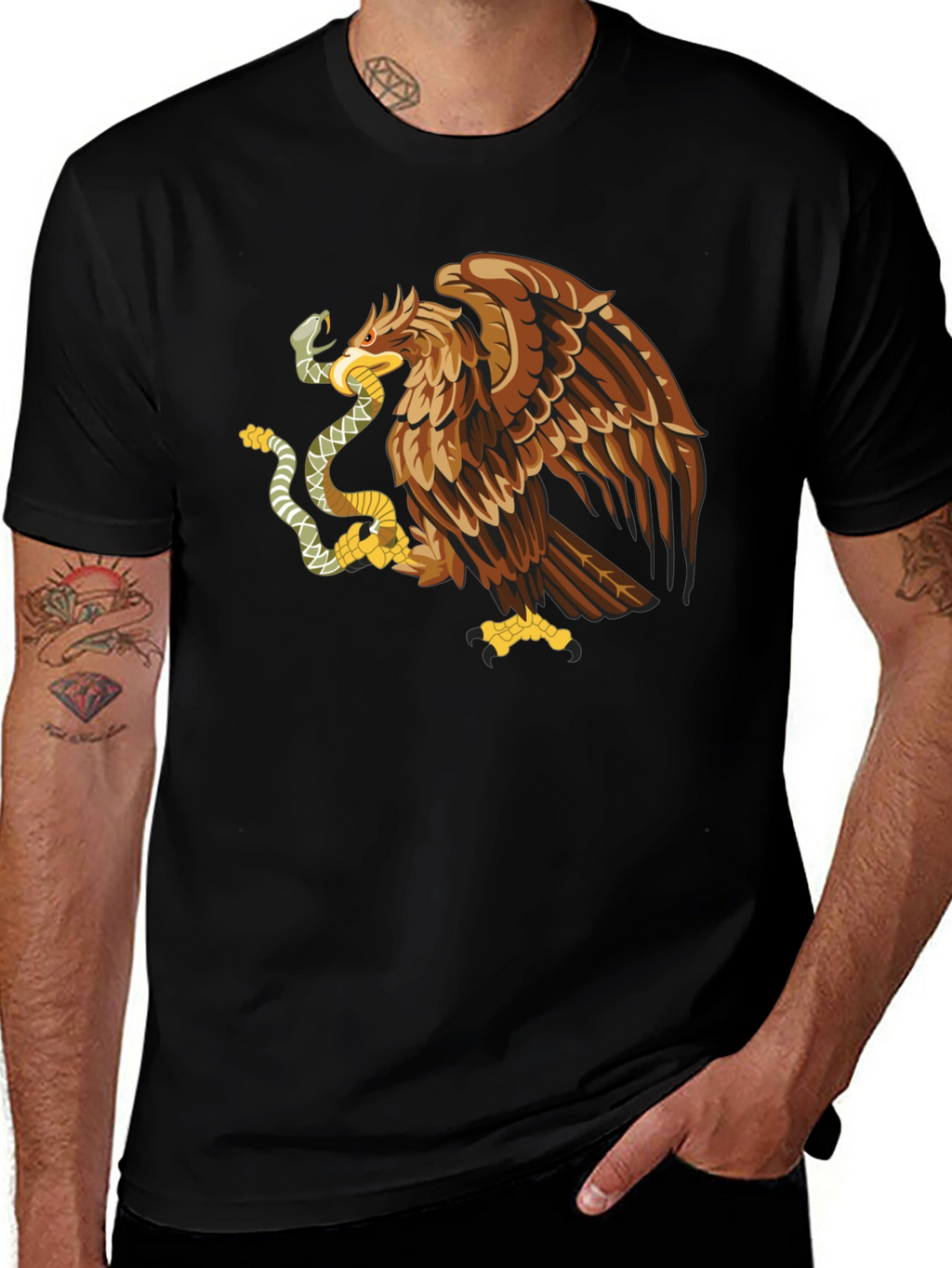 Mexican Eagle Graphic T-Shirt - Black