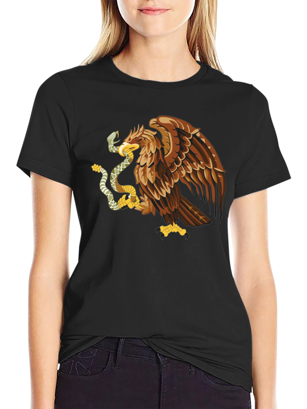 Mexican Eagle Graphic T-Shirt - Black