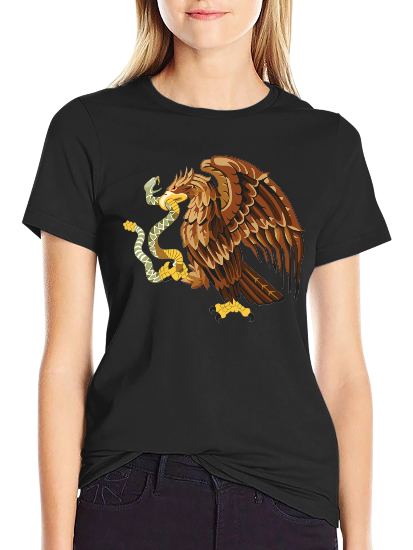 Mexican Eagle Graphic T-Shirt - Black