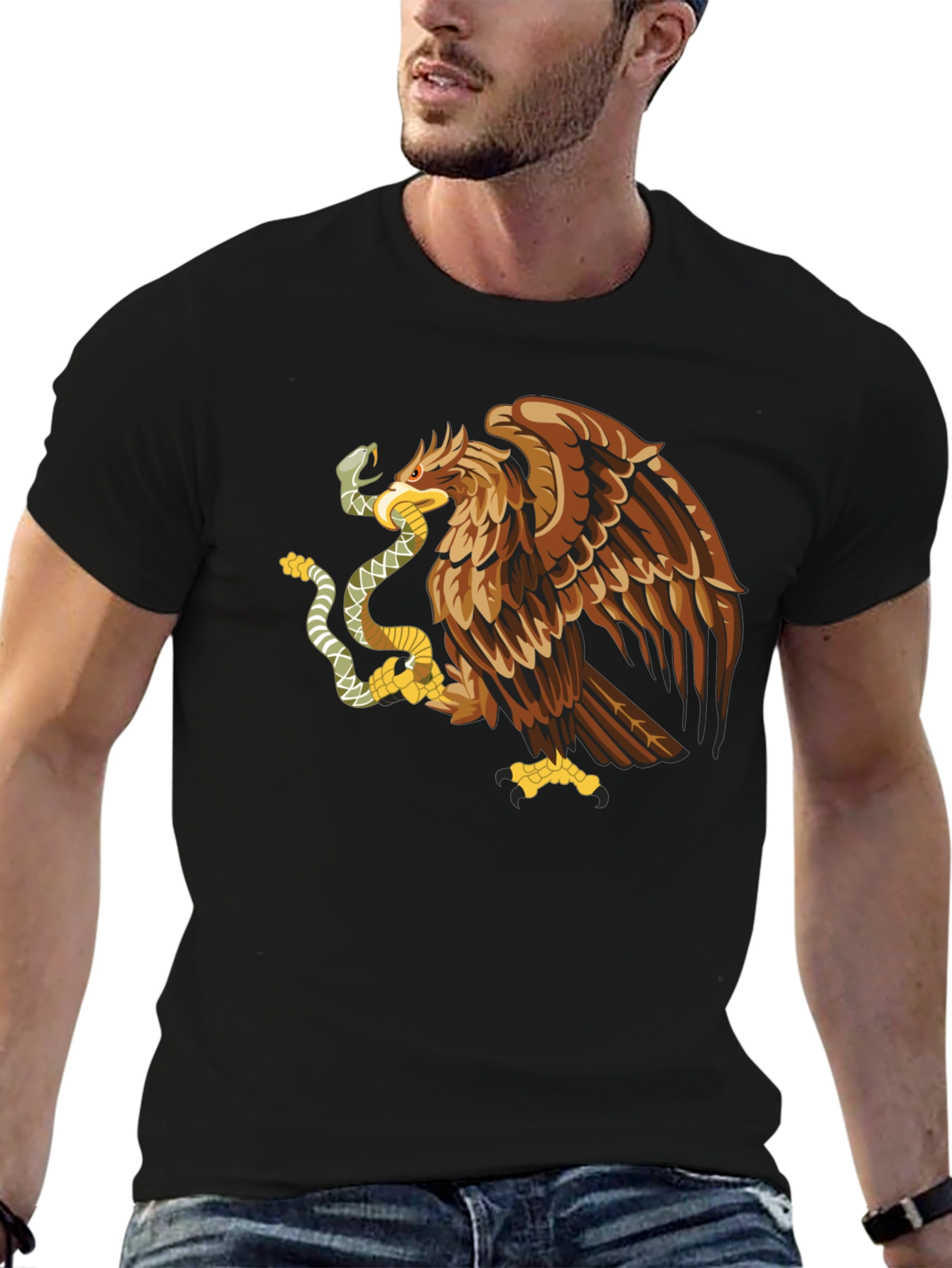 Mexican Eagle Graphic T-Shirt - Black
