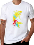 Koi Fish Graphic Tee - Black Cotton T-Shirt