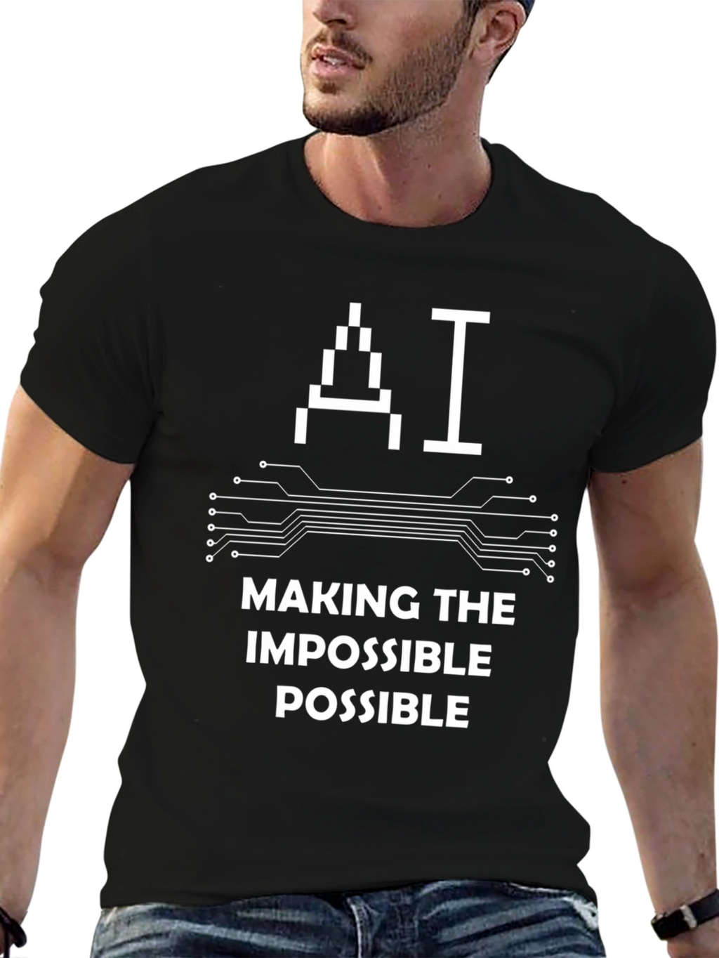 AI Makes Impossible Possible Black Graphic T-Shirt