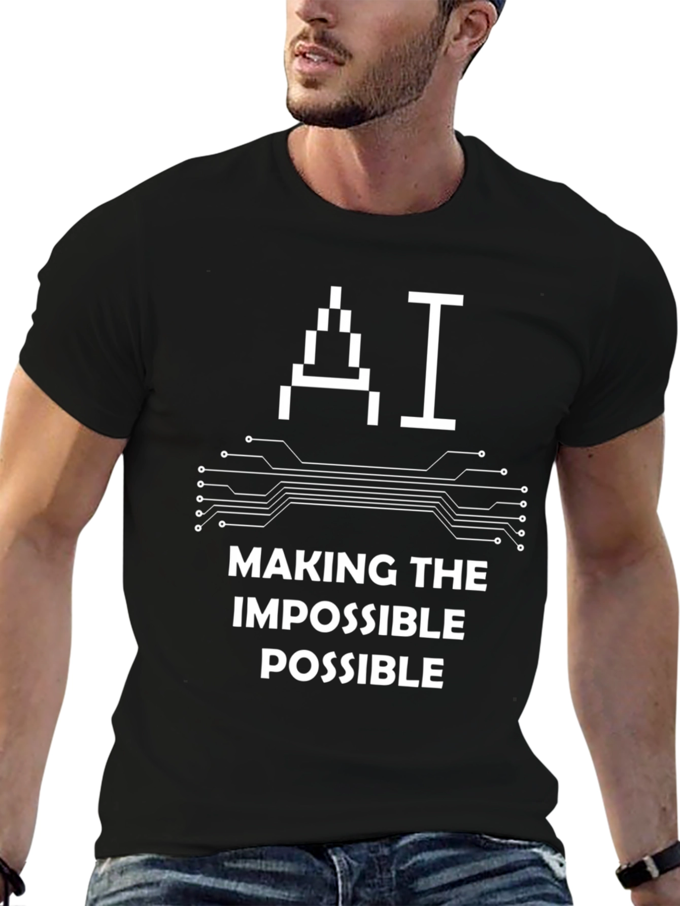 AI Makes Impossible Possible Black Graphic T-Shirt