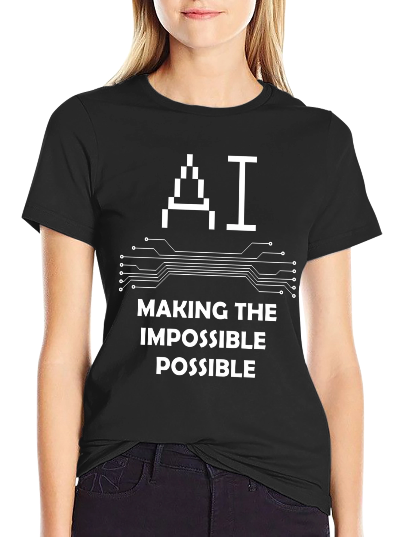 AI Makes Impossible Possible Black Graphic T-Shirt
