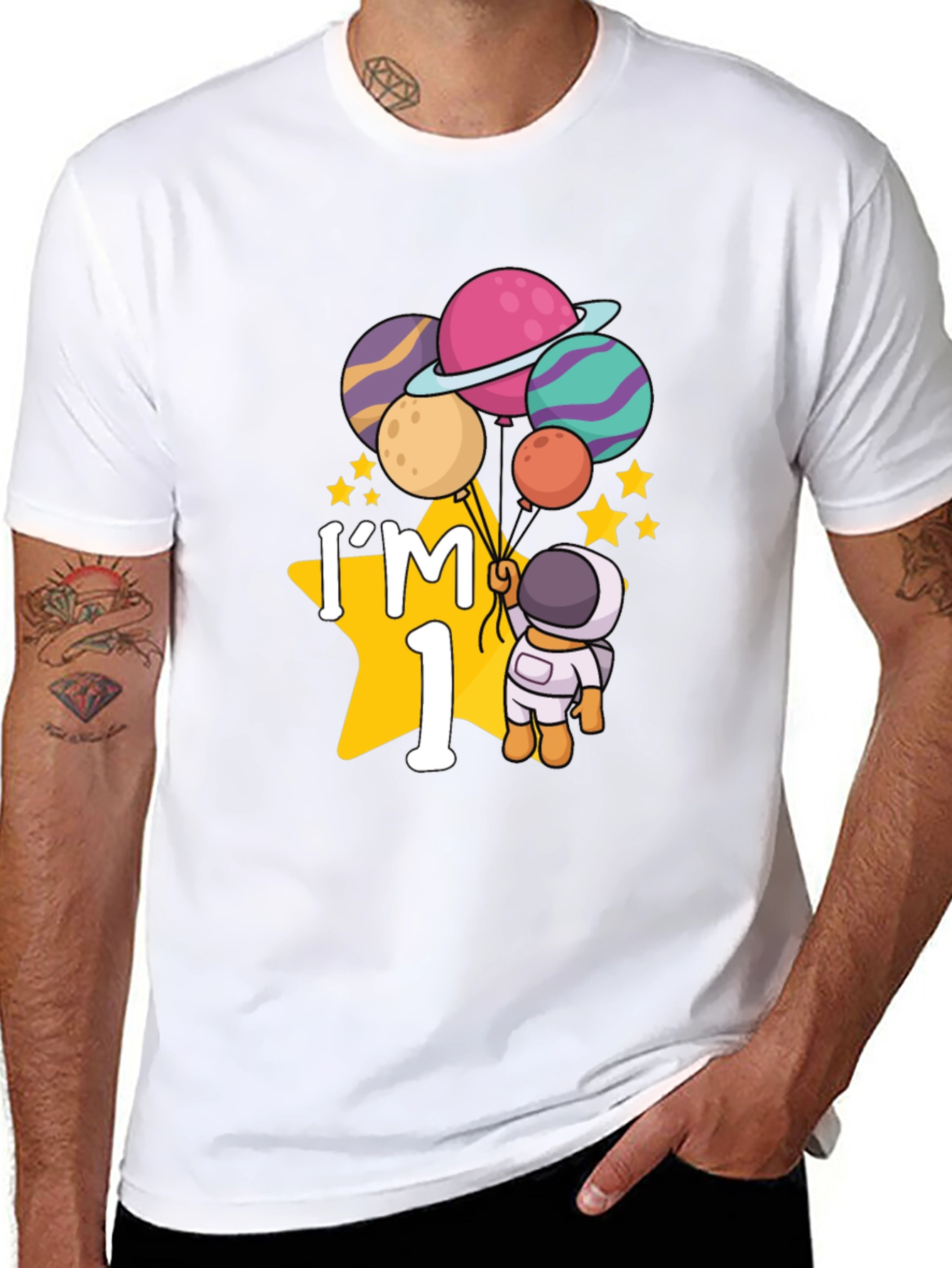 Im One Astronaut T-Shirt Birthday Space Planets