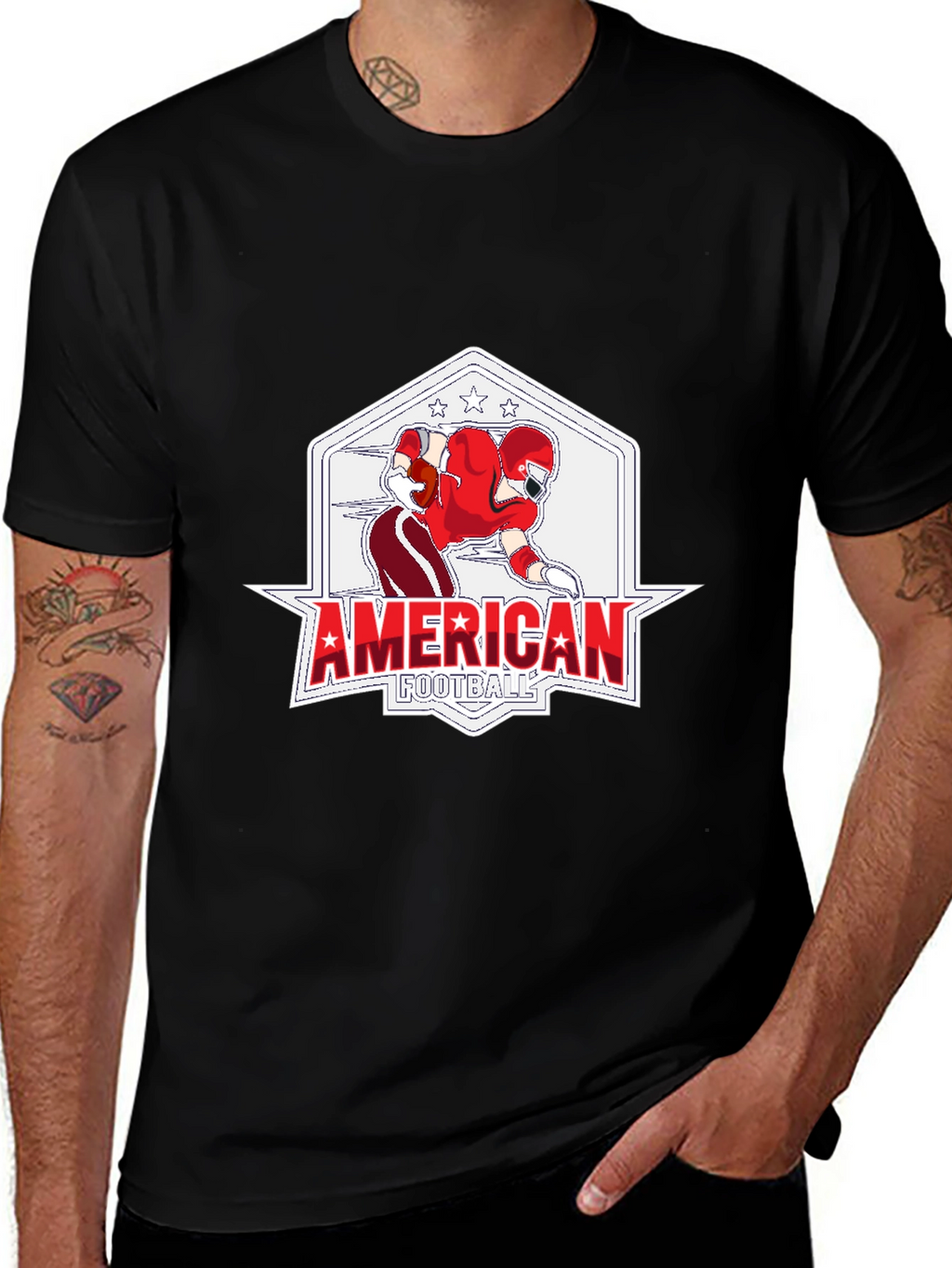 American Football Graphic Black T-Shirt