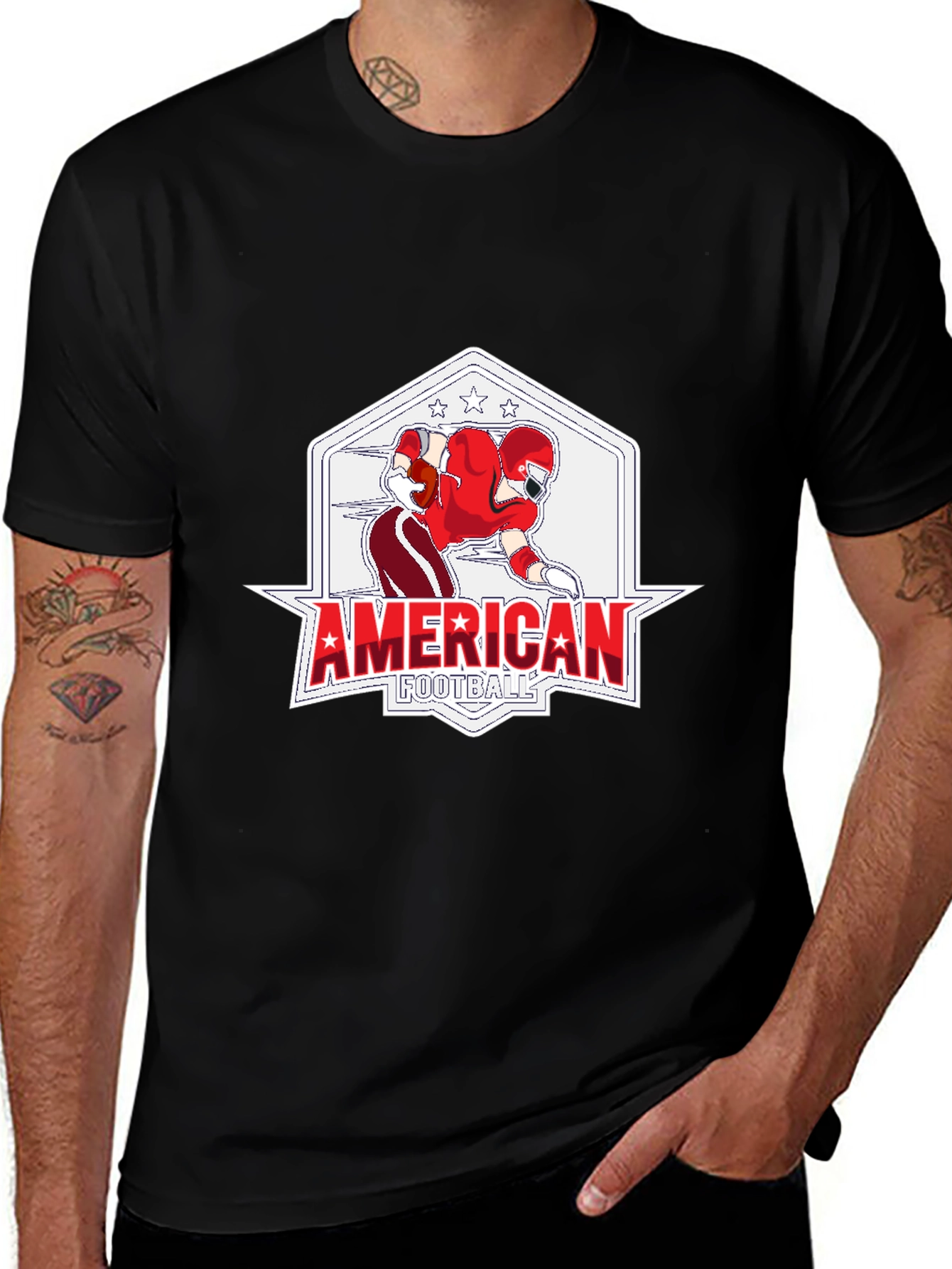 American Football Graphic Black T-Shirt