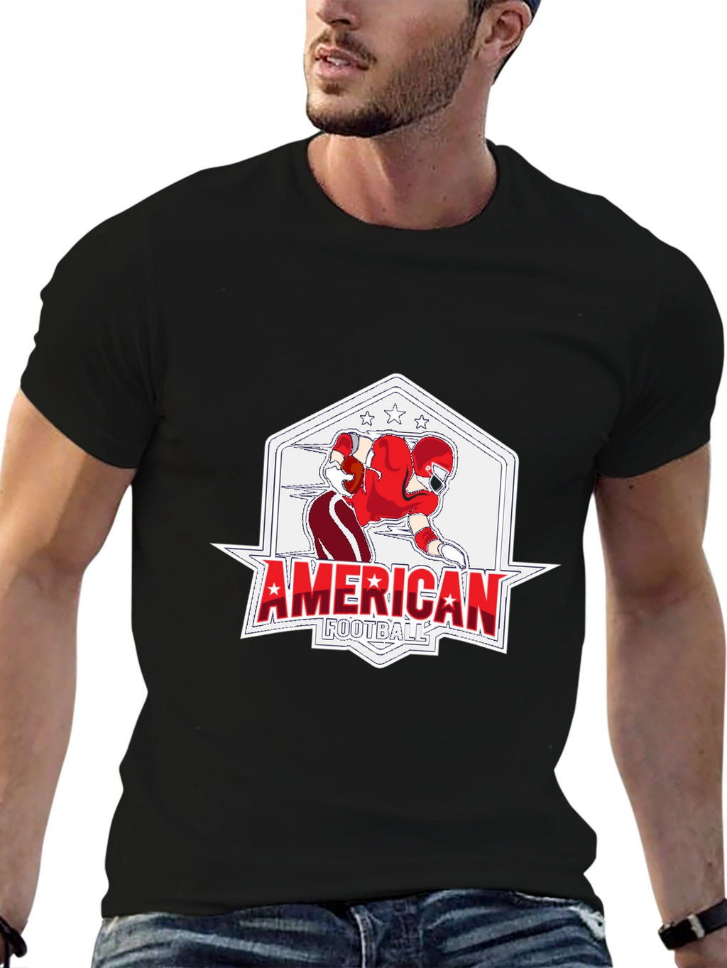 American Football Graphic Black T-Shirt