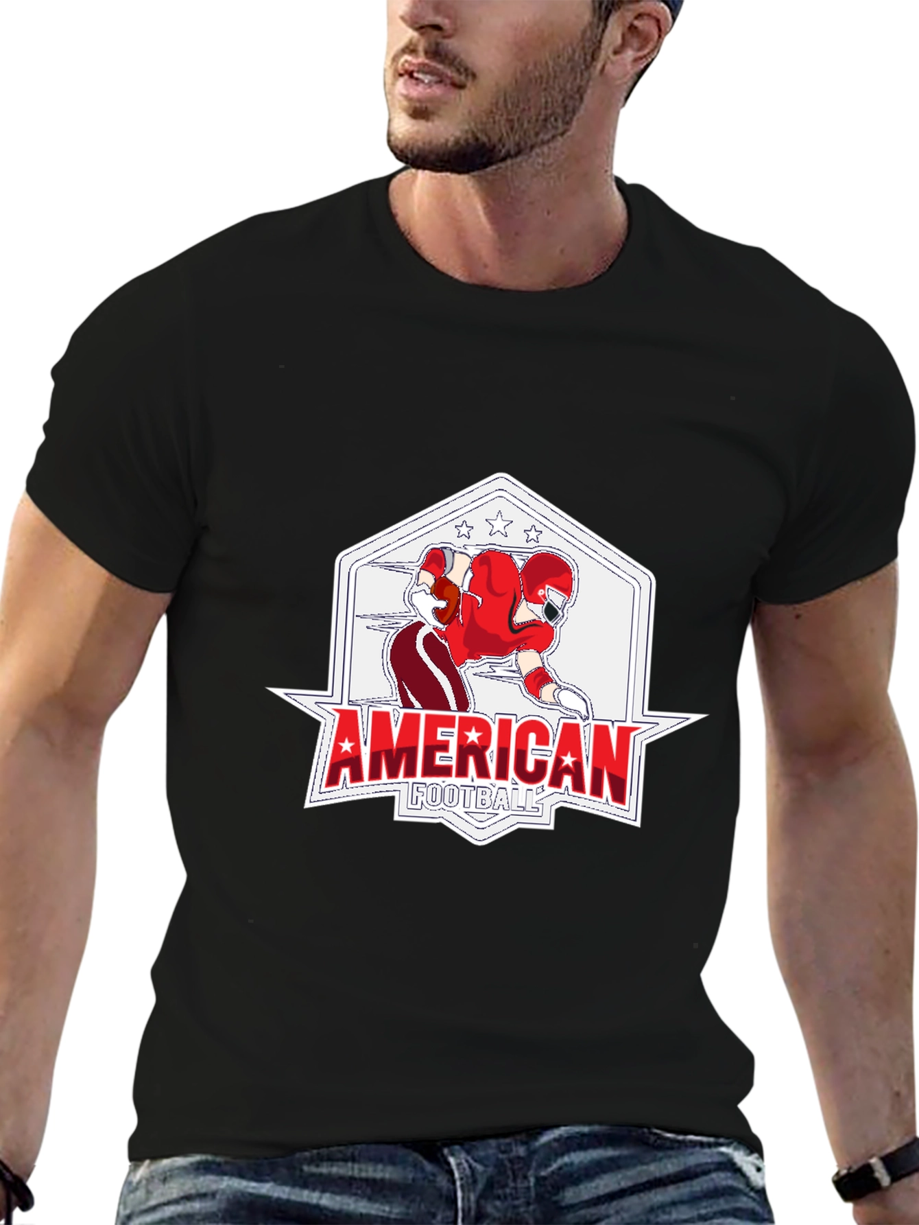 American Football Graphic Black T-Shirt