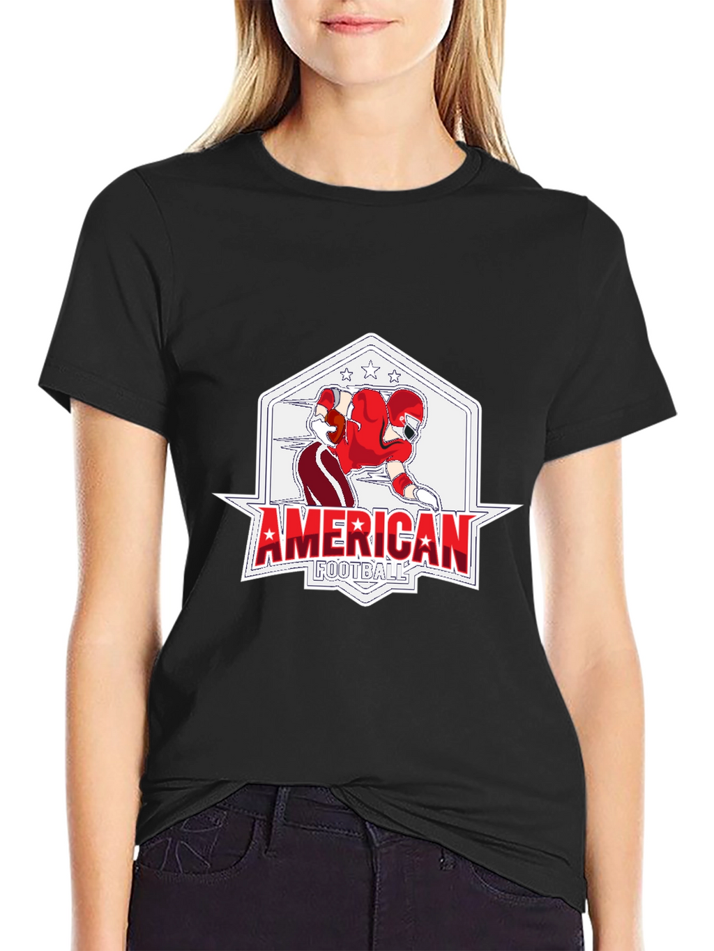 American Football Graphic Black T-Shirt